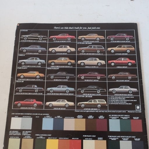 OPRUIMING Oldsmobile Cutlass Omega 1981 folder Cruiser, Ophalen of Verzenden, Gelezen, Overige merken