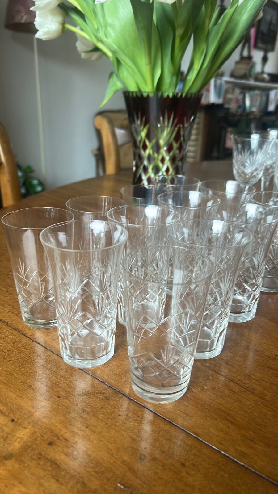 Prachtige complete kristallen glaswerk set jaren '20, Antiek en Kunst, Ophalen