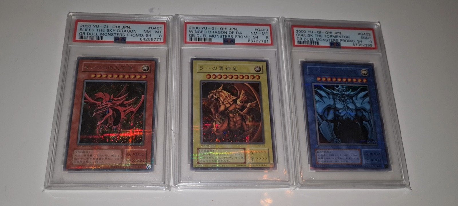 Yu-Gi-Oh! God Cards G4 Set - Slifer, Obelisk, Ra PSA 9/8 JPN, Ophalen
