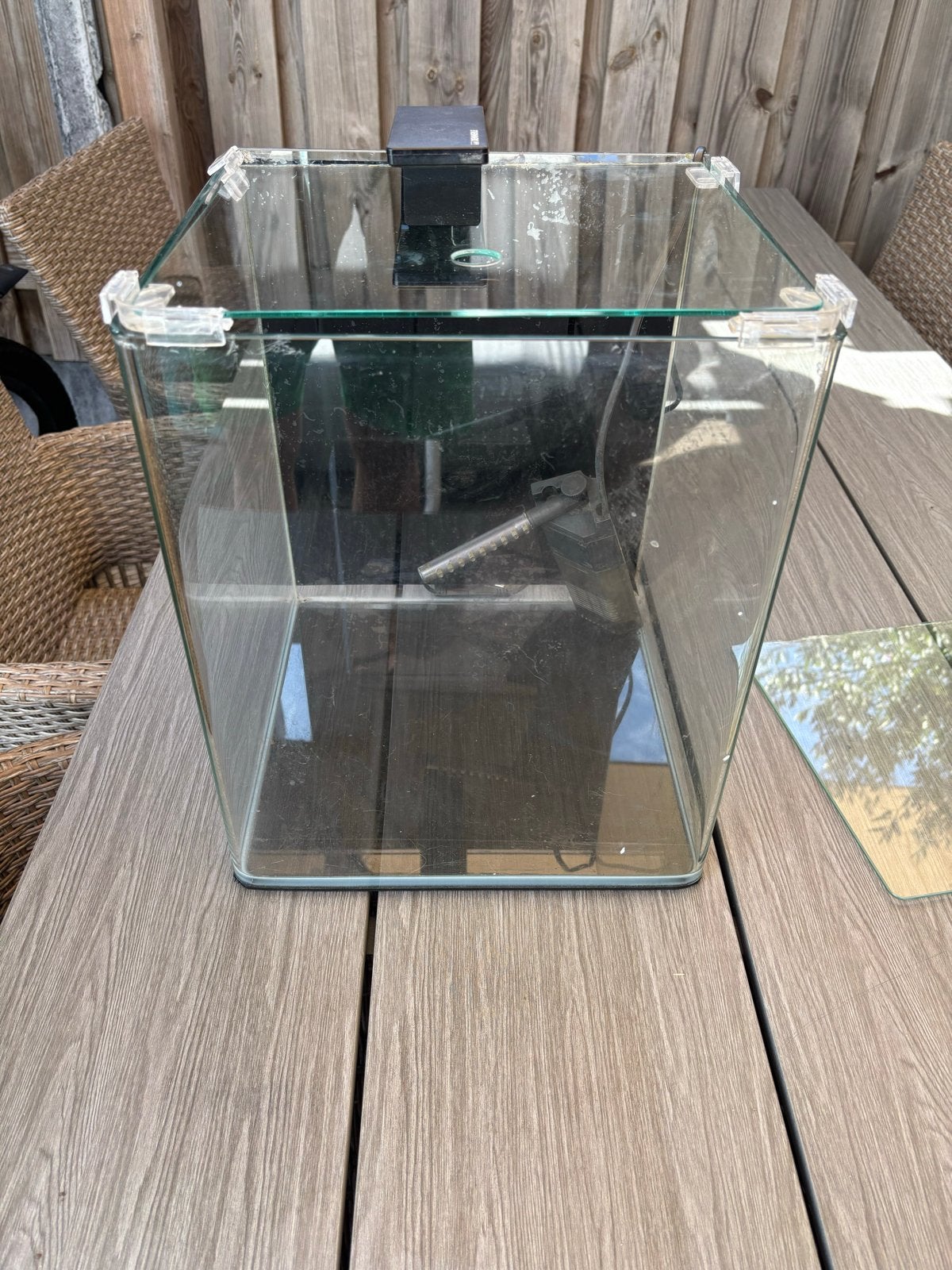 Compleet Dennerle nano cube 30,  oase filter , twinstar lamp, Ophalen, Zo goed als nieuw, Leeg aquarium