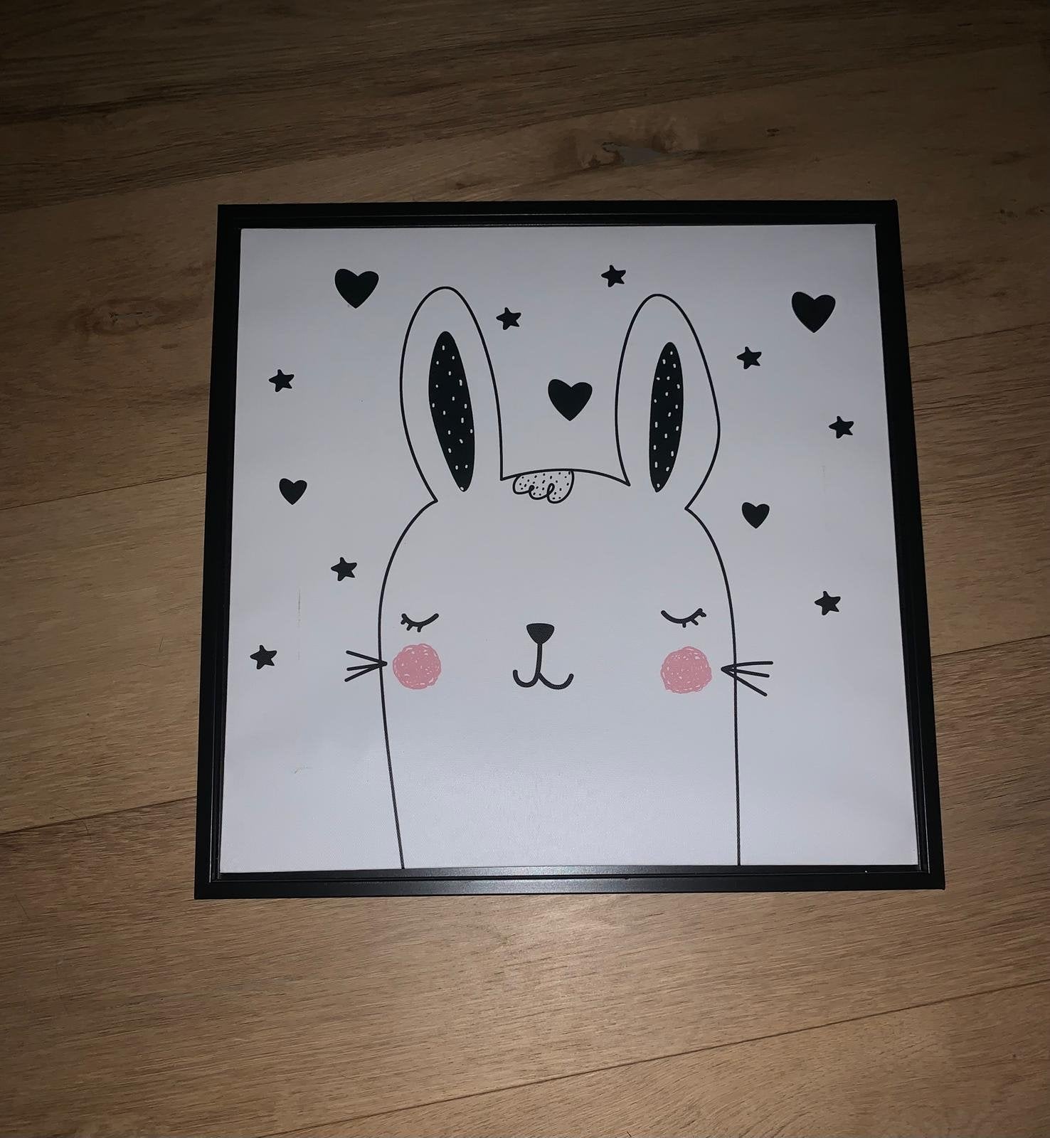 Schilderij met schattig konijn - Perfect voor kinderkamer, Ophalen, Minder dan 50 cm, Zo goed als nieuw, Schilderij