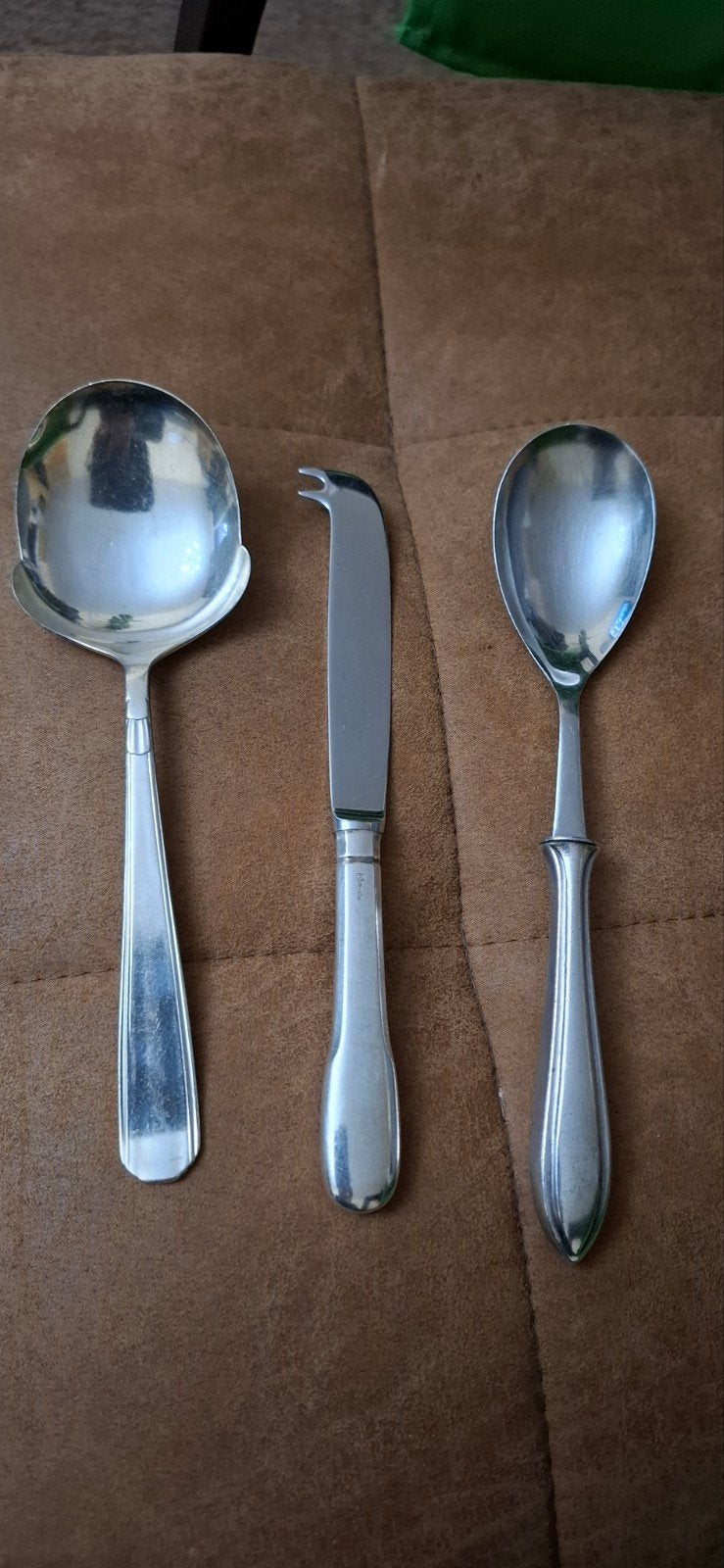 Vintage Bestek Set: Soeplepel, Kaasmes, Opscheplepel, Ophalen of Verzenden