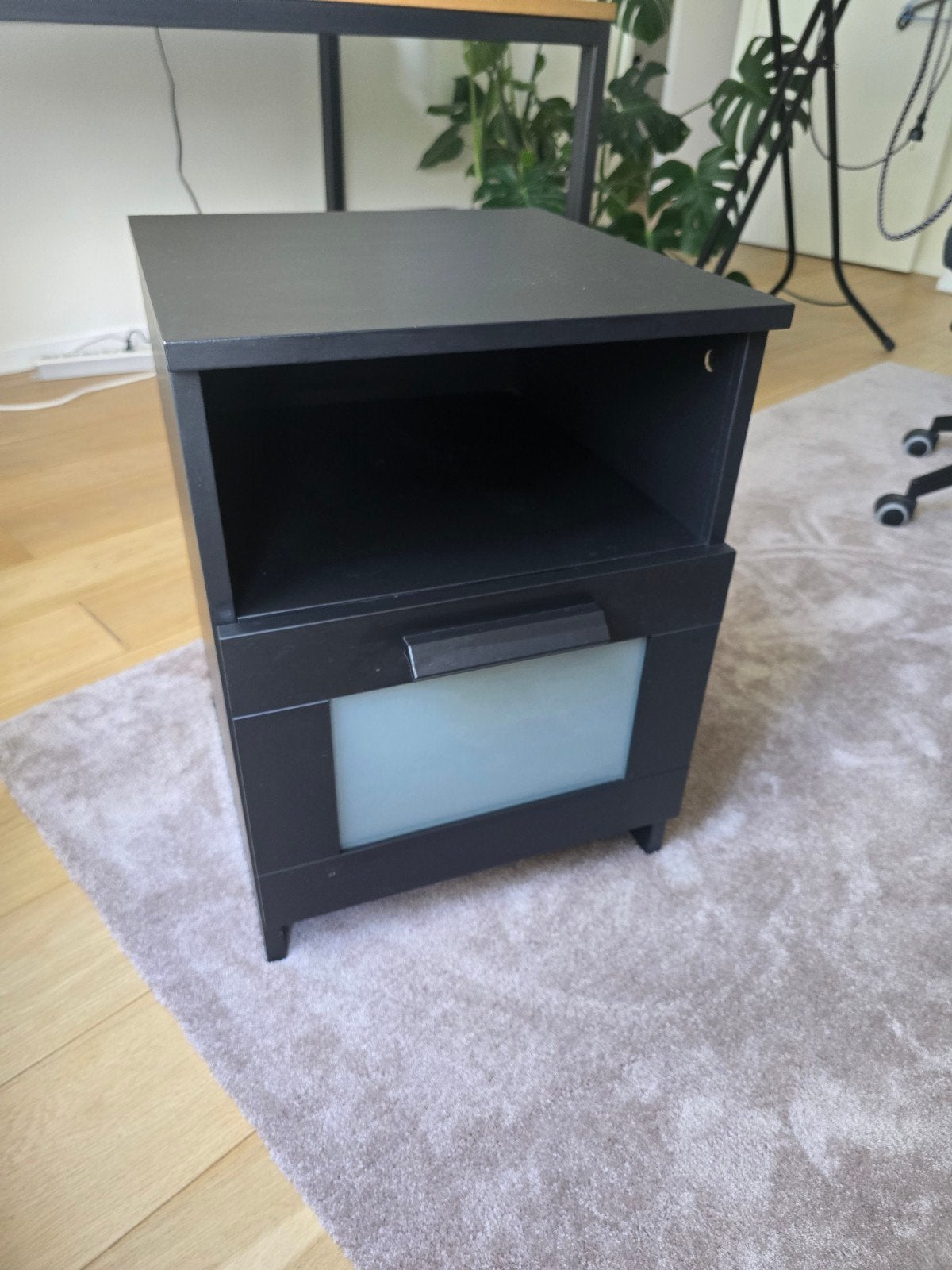 IKEA BRIMNES Nachtkastje - zwart 39x41x53 cm, Ophalen, Gebruikt, Minder dan 45 cm, Minder dan 55 cm