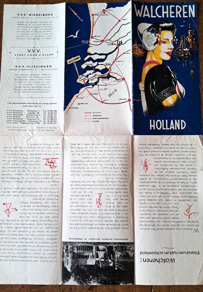Toeristische folder Walcheren 1950-62, Boeken, Ophalen of Verzenden, 20e eeuw of later, Gelezen