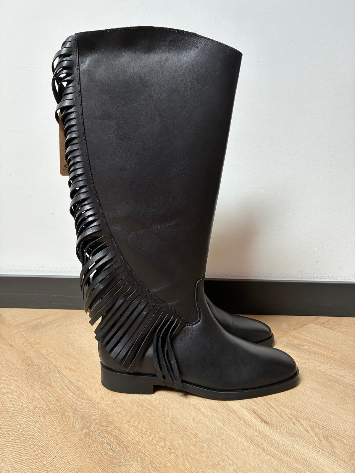 Steve Madden Nigella Leren Laarzen met fanjes maat 40, Hoge laarzen, Zwart, Nieuw, Ophalen of Verzenden