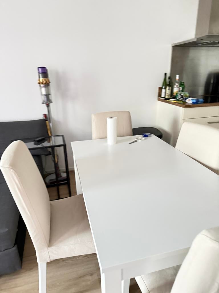 Uitschuifbare eettafel met 4 stoelen (130-190x80 cm), Gebruikt, 100 tot 150 cm, Vier personen, Rechthoekig