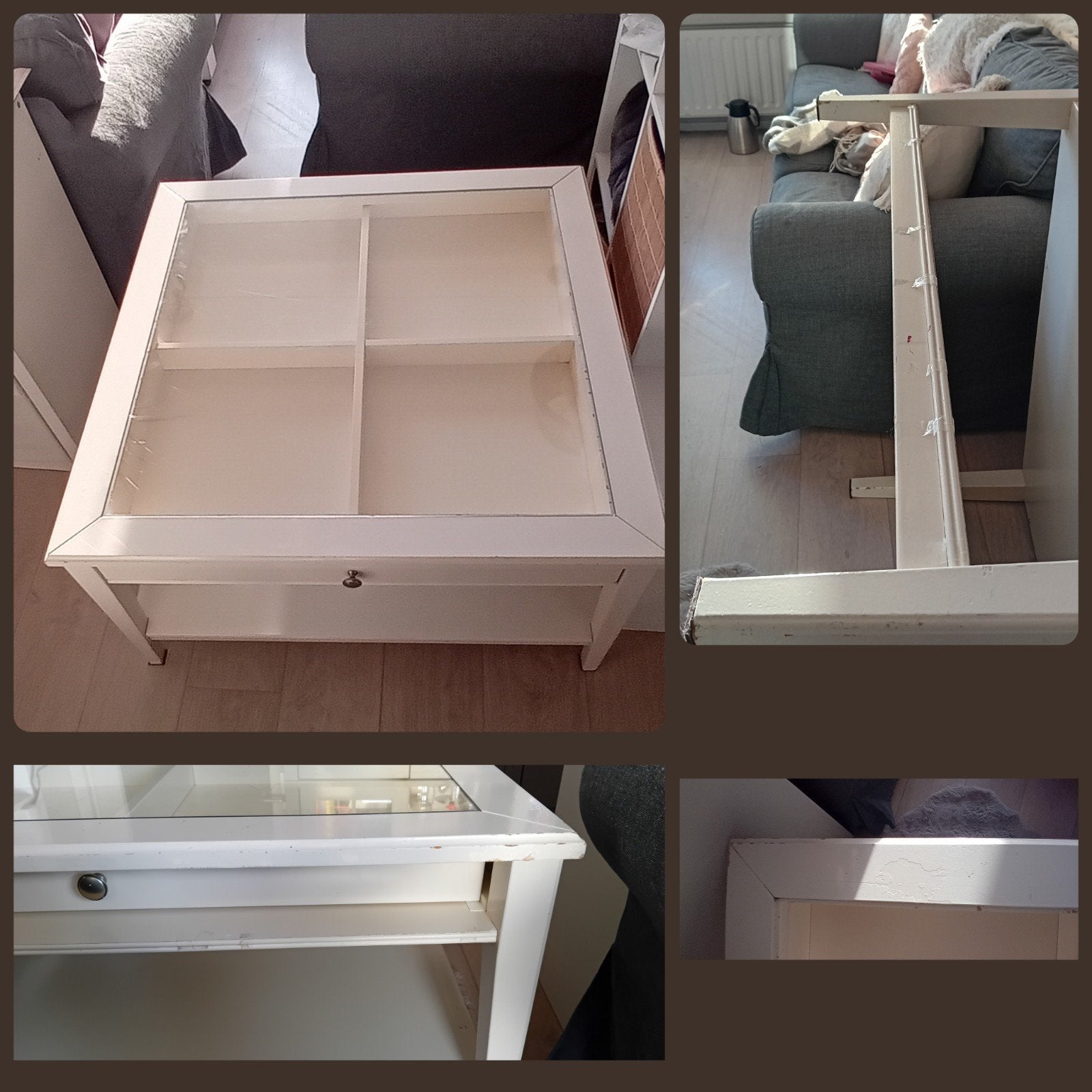 Een leuke gebruikte witte IKEA Liatorp salontafel (93x93x51), Ophalen, Gebruikt, 50 tot 100 cm, Vierkant