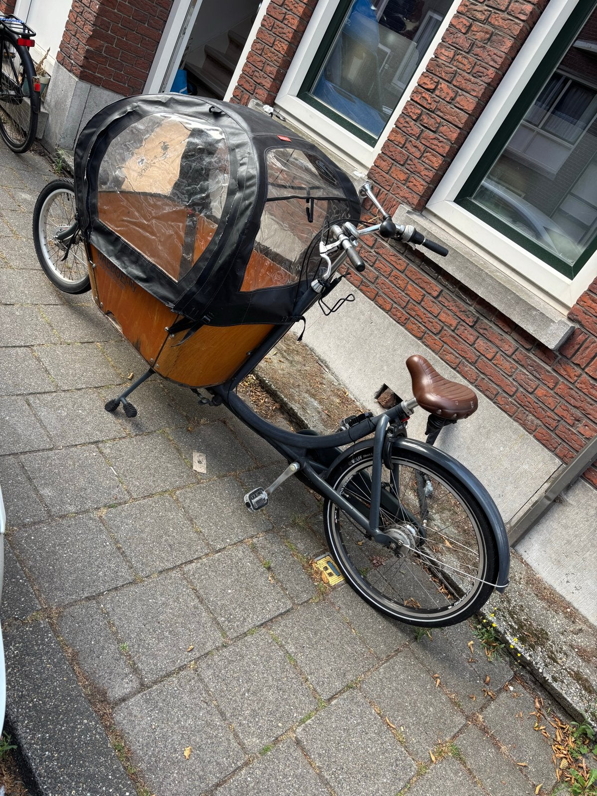 Babboe bakfiets met veel accessoires, Gebruikt, Huif, 2 kinderen, Ophalen