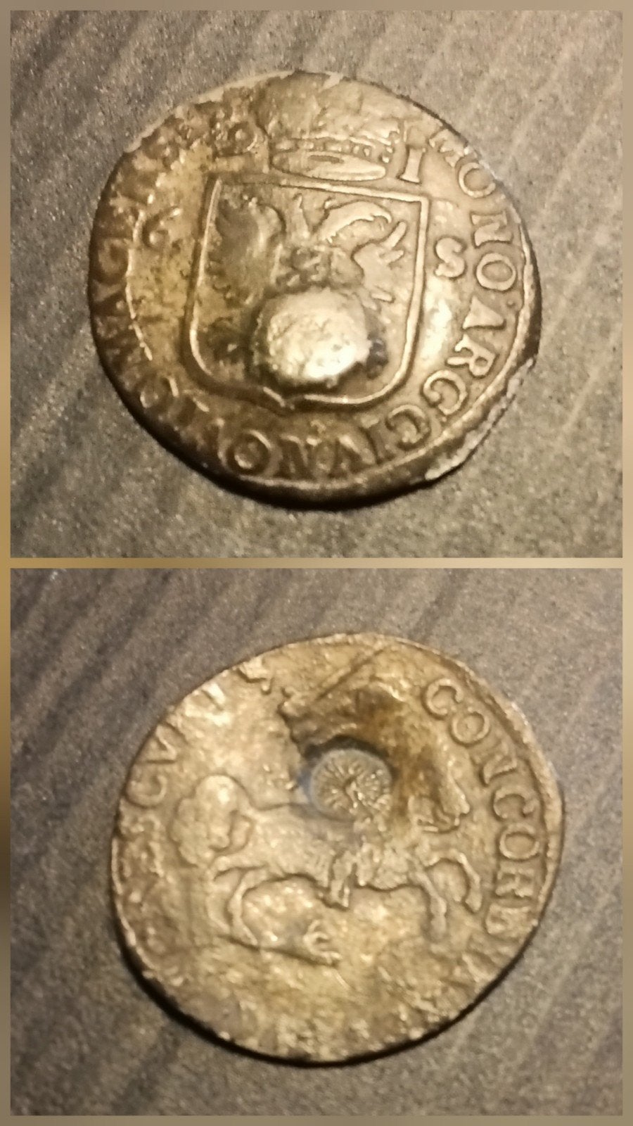 Zilveren Rijderschelling 1691 - Bodemvondst met Klop, Postzegels en Munten, Munten | Nederland, Ophalen, Vóór koninkrijk, Zilver