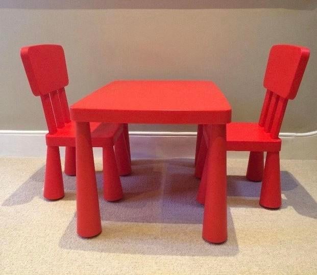 IKEA Mammut tafel en 2 stoelen - rood, Ophalen, Gebruikt, Tafel(s) en Stoel(en)