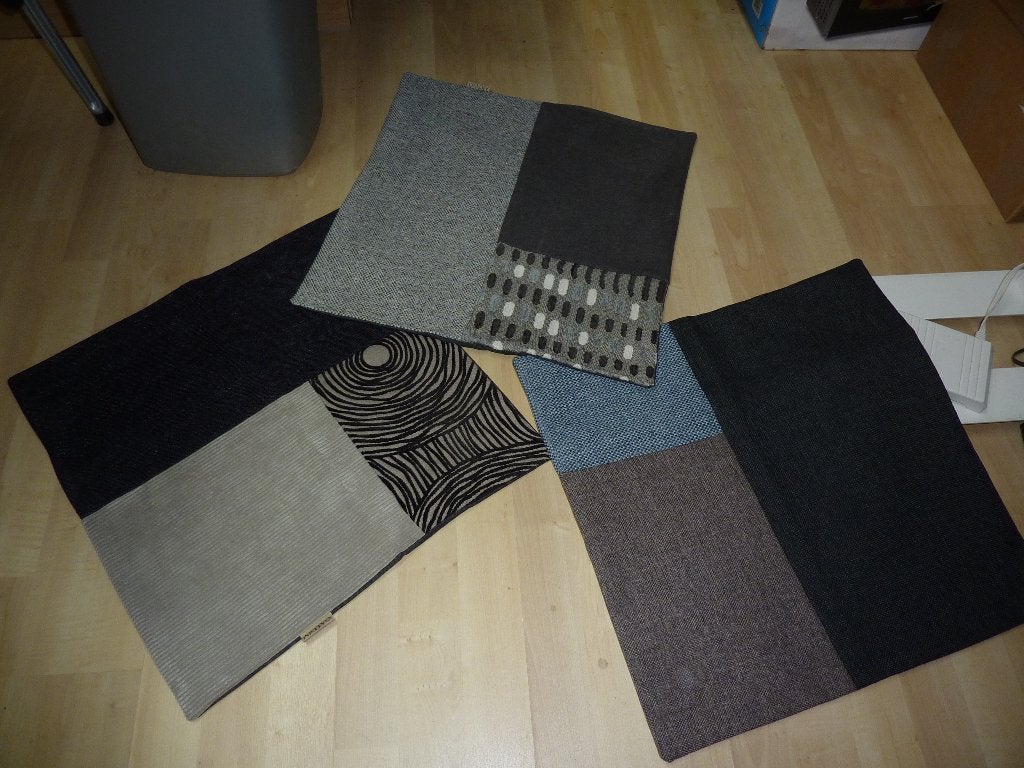 Set van 3 blauw/grijs/zwarte sierkussens, Verzenden, Vierkant, Nieuw, Sierkussen