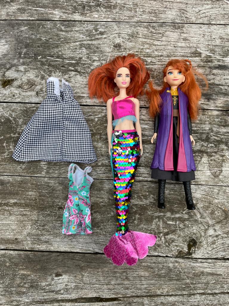 Barbie Zeemeermin en Anna (Frozen) poppen met kleding, Ophalen of Verzenden, Zo goed als nieuw, Barbie