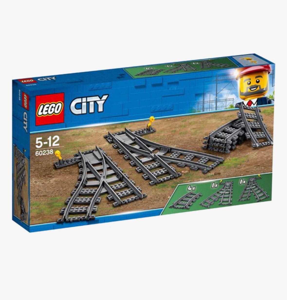 Lego trein rails 60238 Switch Tracks (wissel) met doos TS23, Lego, Lego, City, Lego