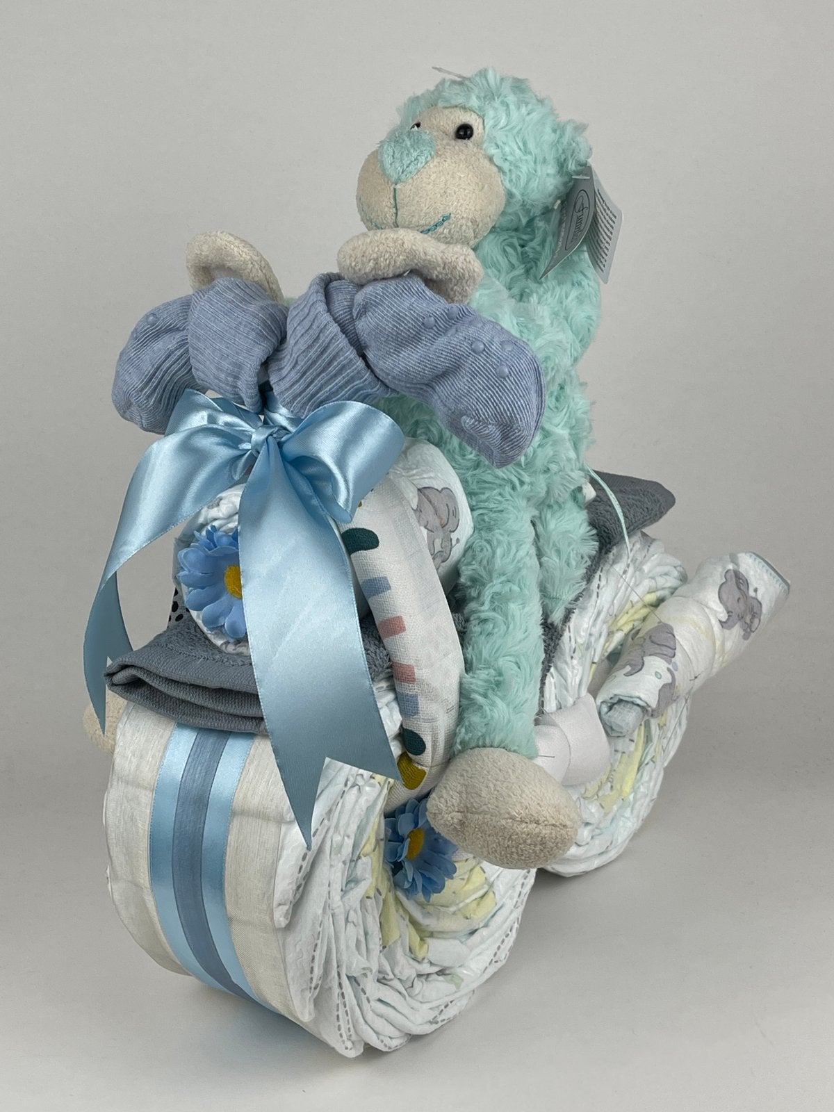 Luiertaart motor luiermotor jongen aap groen, Ophalen of Verzenden, Nieuw, Kraamcadeau