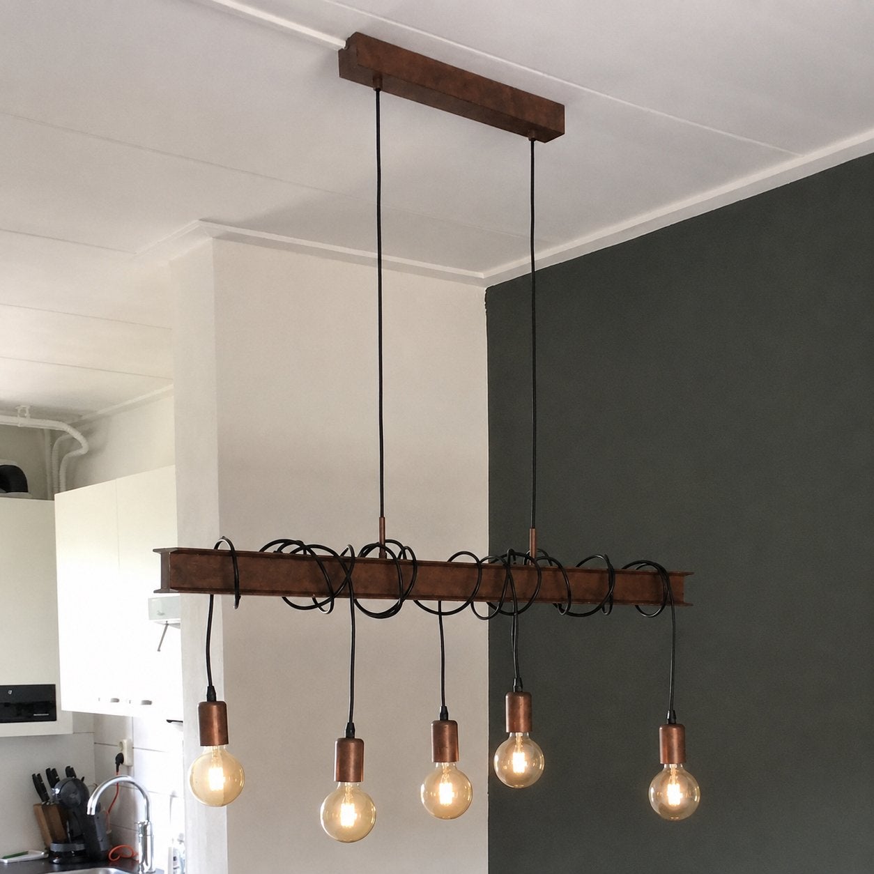 Industriële hanglamp roest look, Ophalen, Gebruikt, Metaal, E27 (groot)
