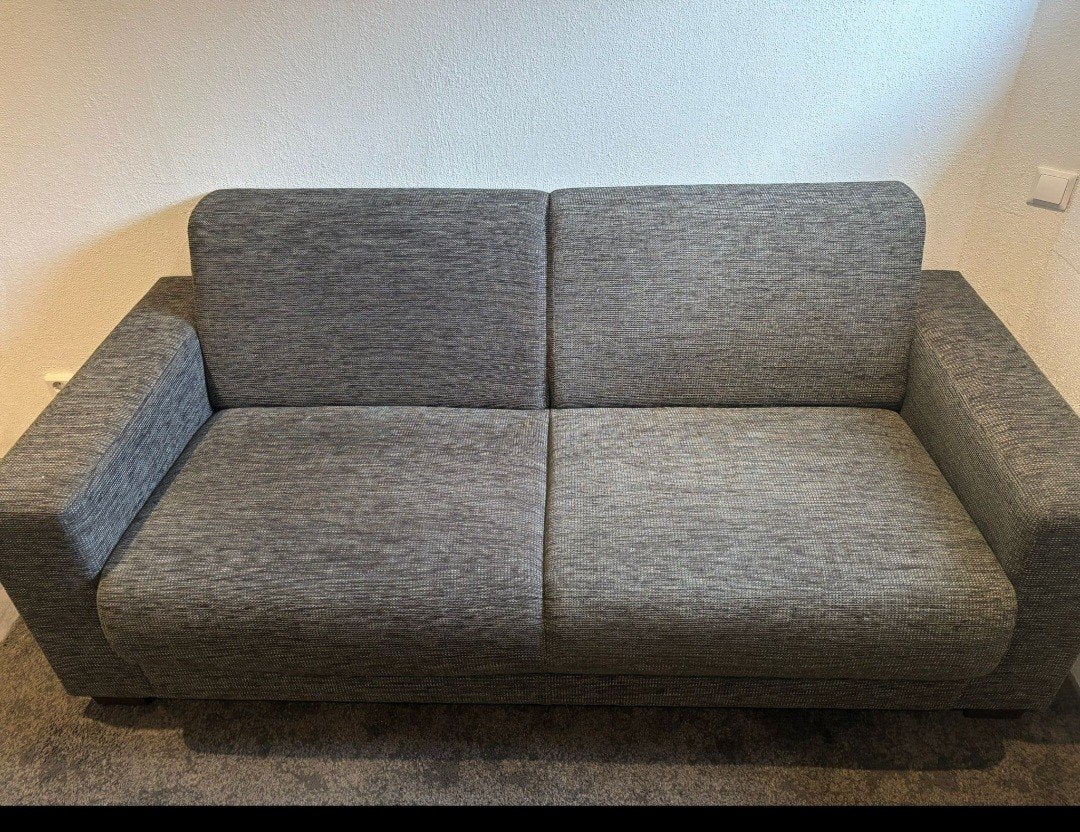 Antraciet stoffen bankje, Huis en Inrichting, Ophalen, Gebruikt, 150 tot 200 cm, Tweepersoons