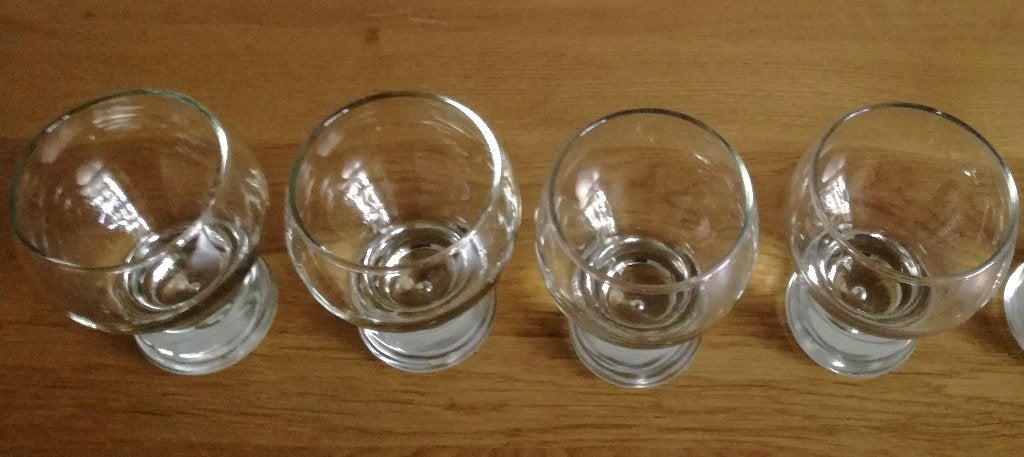 Vintage kristal cocktail glas voet/luchtbel 4x, € 20,00, Ophalen of Verzenden
