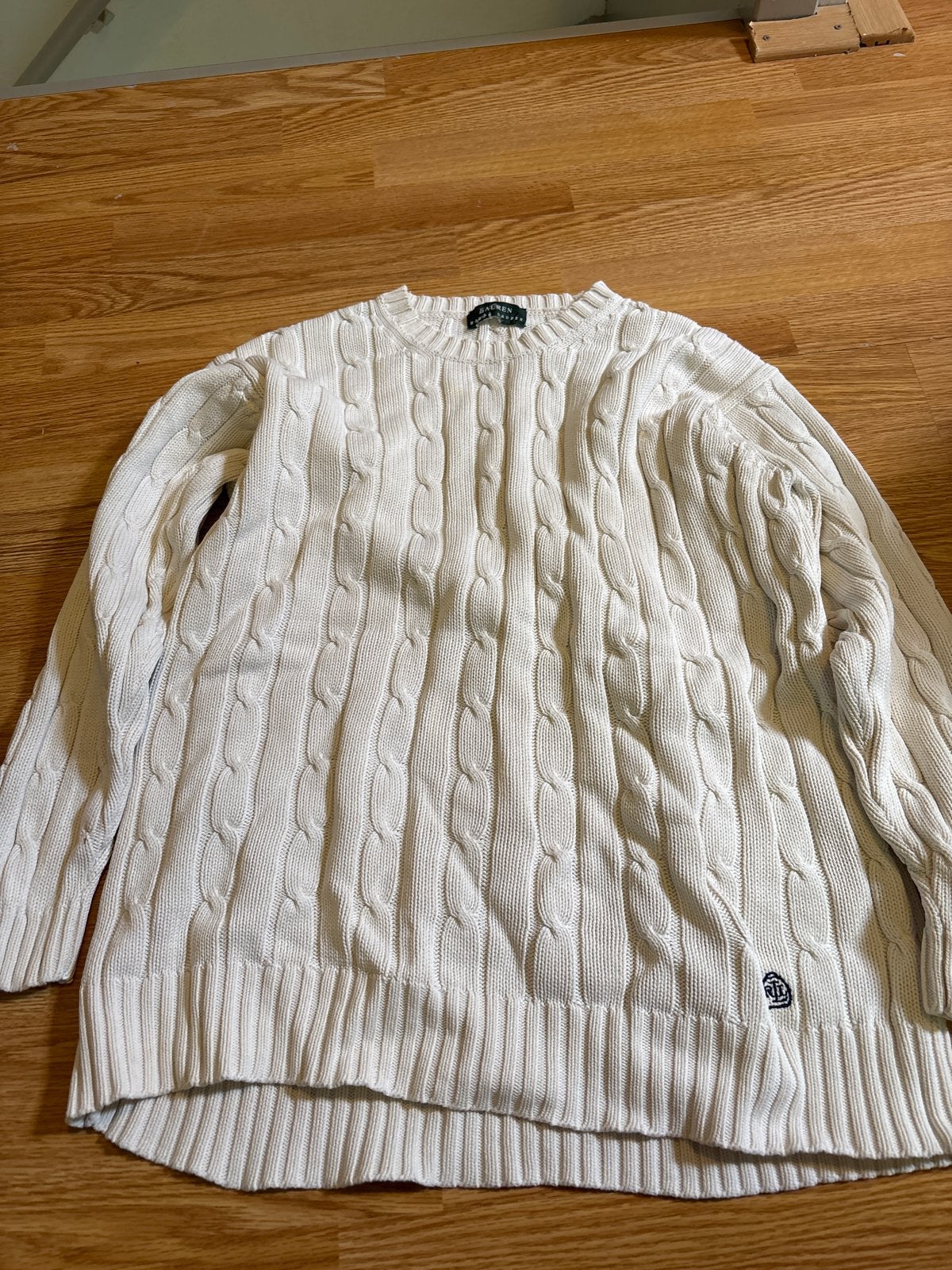 Ralph Lauren Kabelgebreide Trui Maat M, Kleding | Dames, Ophalen of Verzenden, Zo goed als nieuw, Maat 38/40 (M), Wit