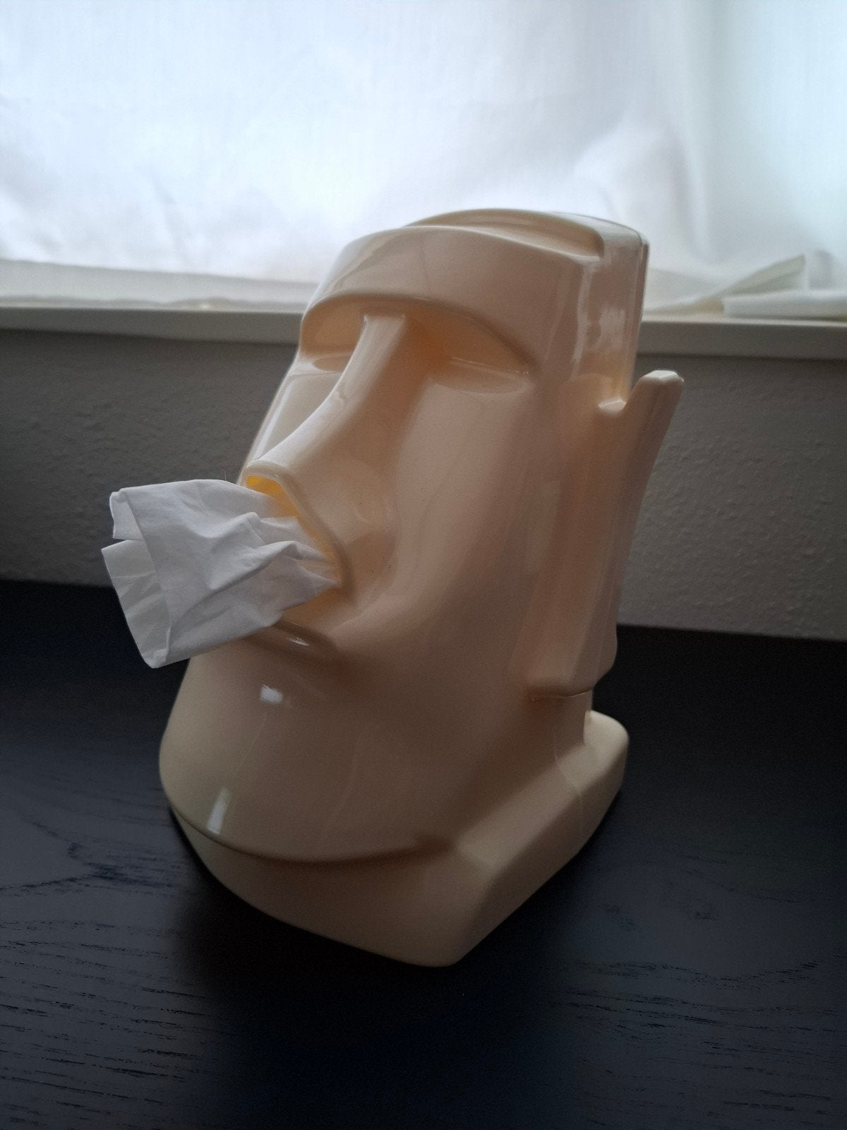 Moai Beeld Tissuehouder - Paaseiland, Beige, Overige stijlen, Kunststof, Ophalen of Verzenden