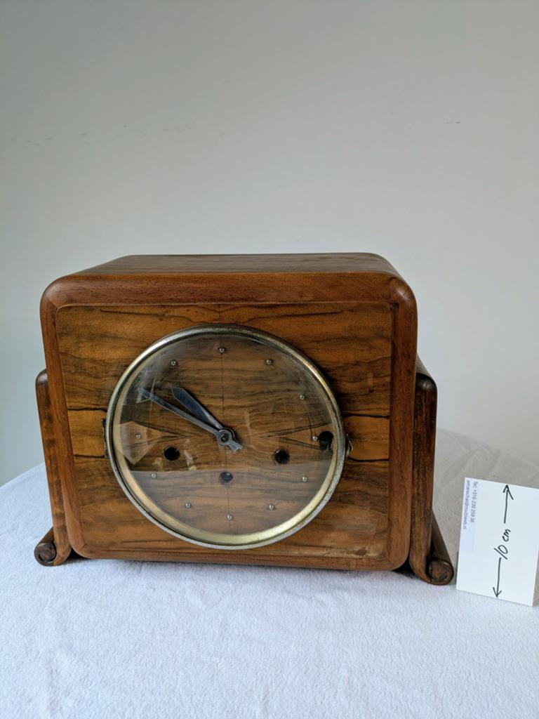 Antieke notenhouten klok jaren '20 met Big Ben melodie, Antiek en Kunst, Ophalen of Verzenden
