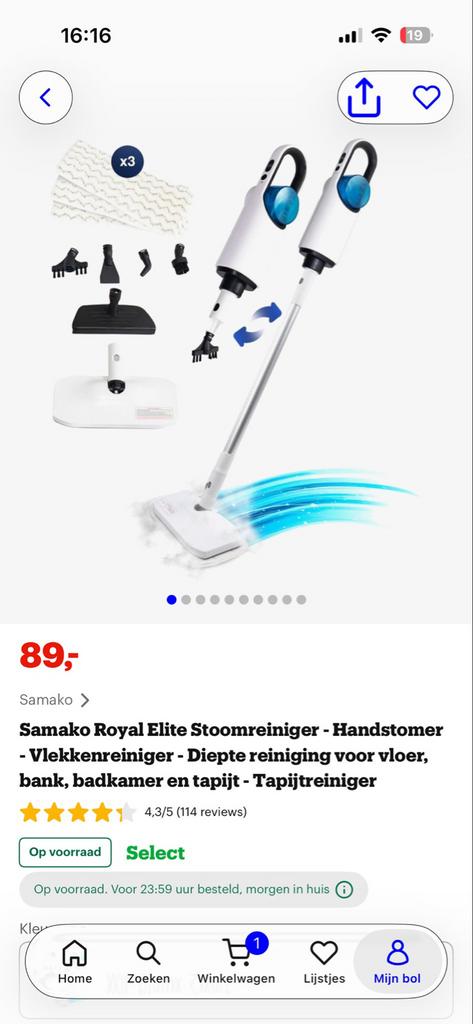 Samako Royal Elite Stoomreiniger, Doe-het-zelf en Verbouw, Reinigingsmachines, Ophalen of Verzenden, Zo goed als nieuw, Overige typen
