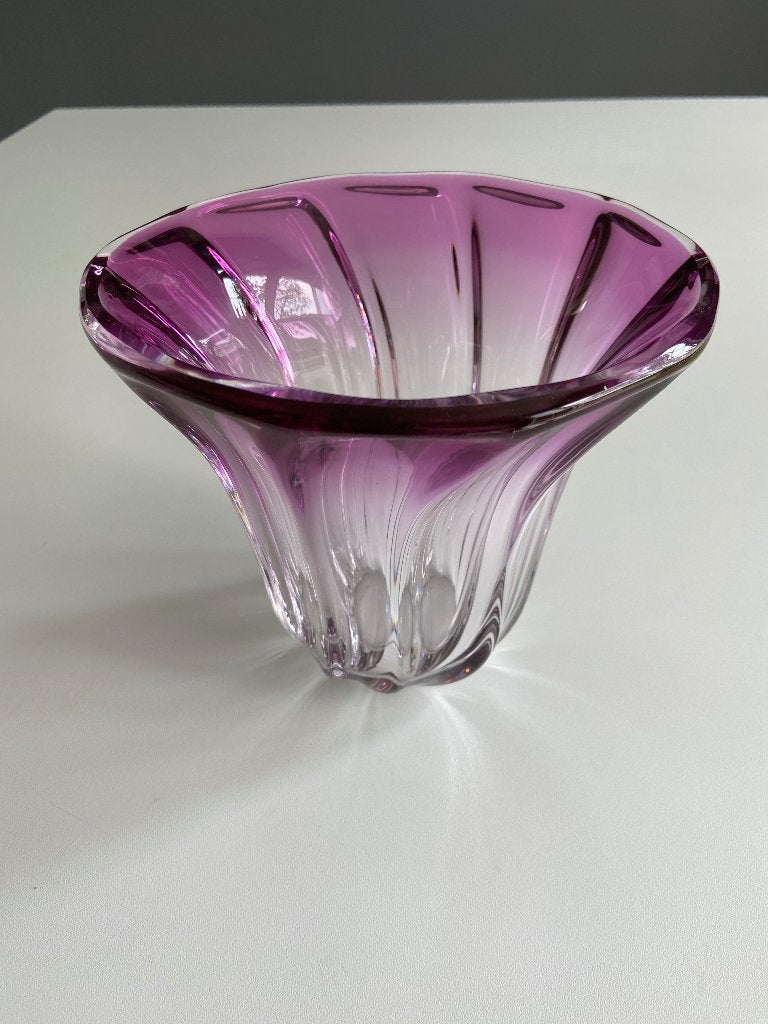 Val Saint Lambert vaas kristal, Overige kleuren, Ophalen of Verzenden, Minder dan 50 cm, Glas