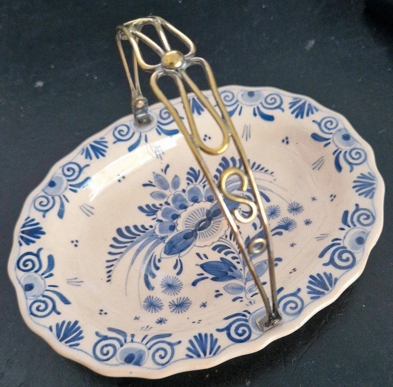 Delfts Blauw bonbon schaaltje met hengsel - vintage jaren 50, Antiek en Kunst, Ophalen of Verzenden