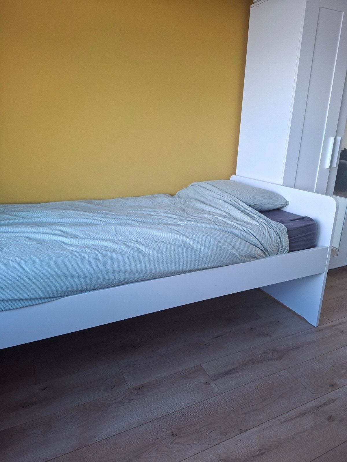 Eenpersoons bed, Ophalen, 90 cm, Eenpersoons, Wit