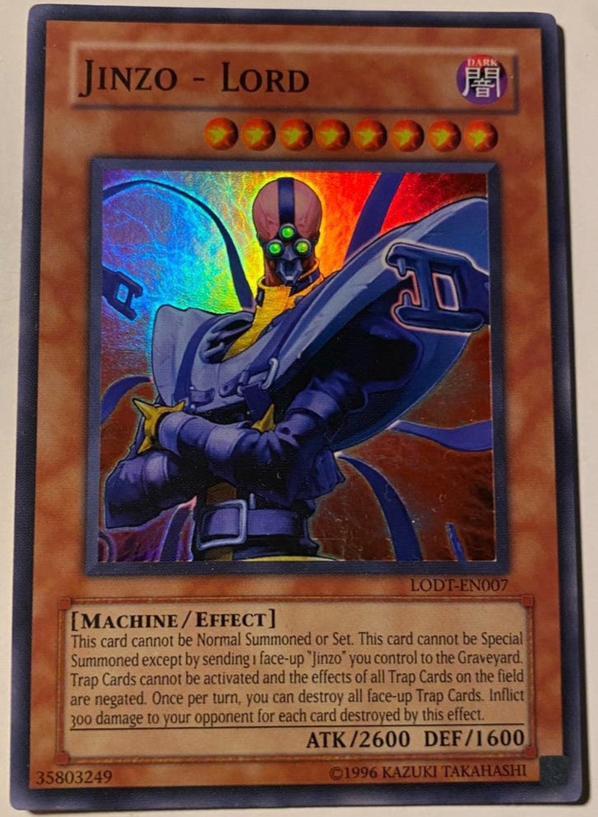 Yu-Gi-Oh! Jinzo - Lord LODT Old Print !, Ophalen of Verzenden, Zo goed als nieuw, Losse kaart, Foil