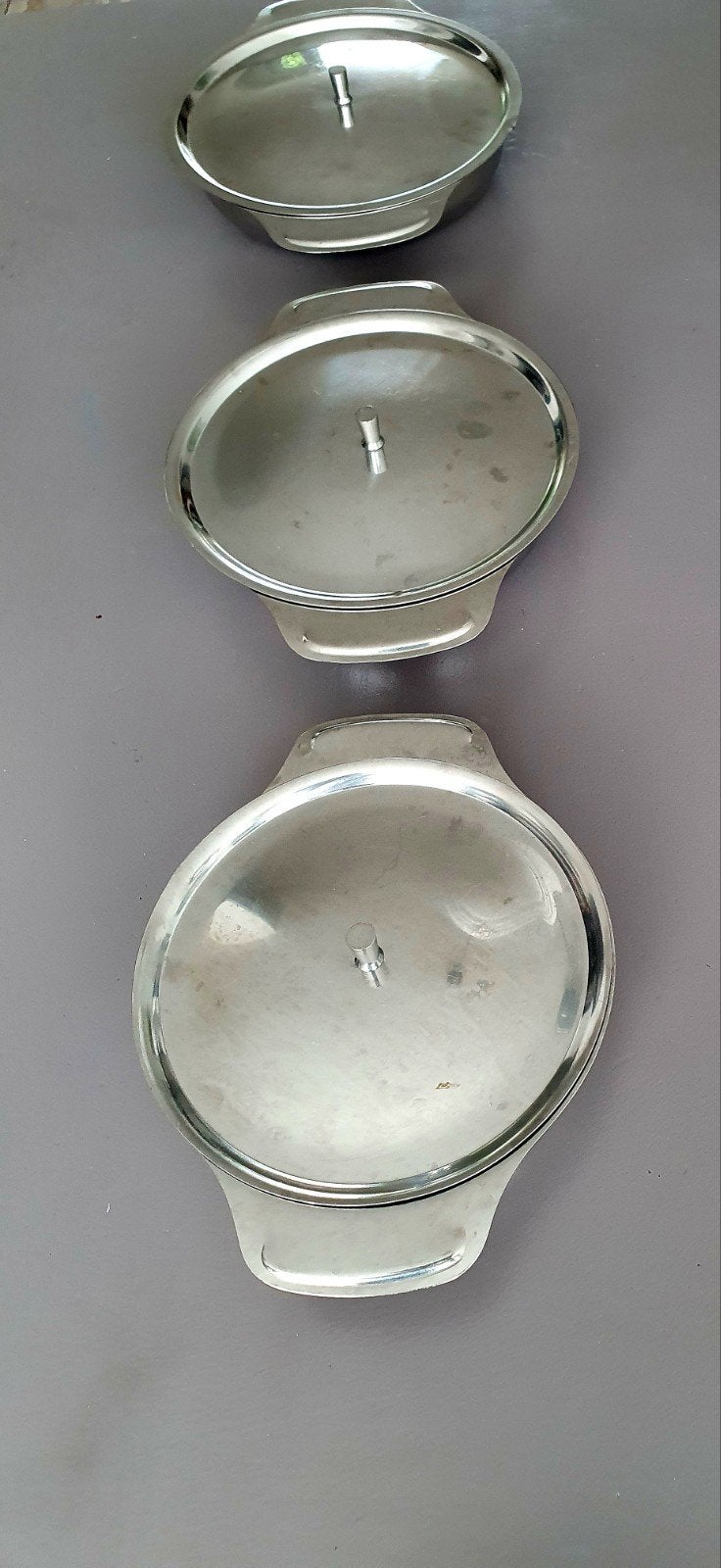 3 stuks Vintage stalen dekschalen
Gero Zilmeta 27, 30 en 33, Ophalen of Verzenden