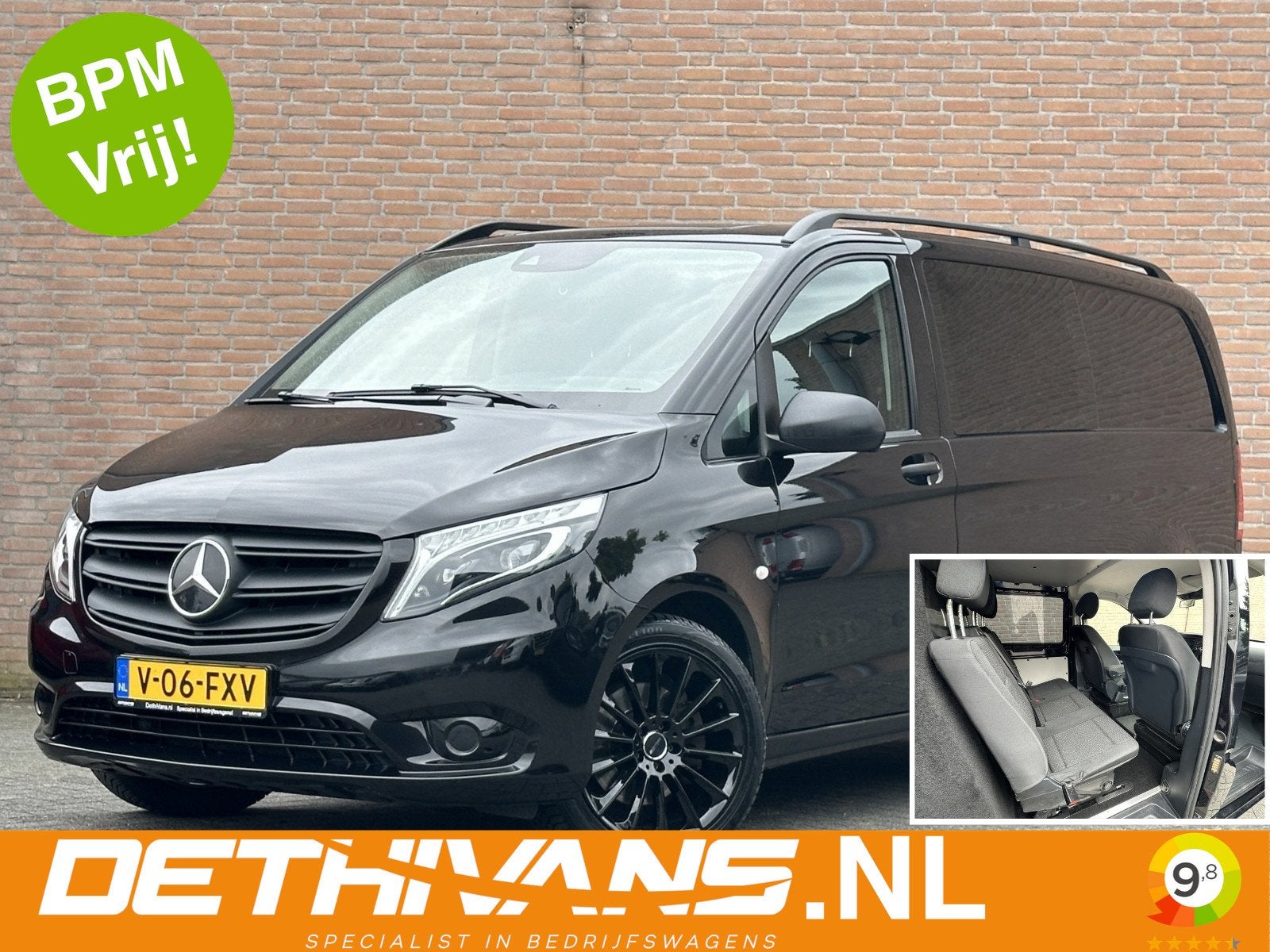 Mercedes-Benz Vito 119CDI 190PK Lang Dubbelcabine / LED / 2., Automaat, Gebruikt, Met garantie (alle), 2500 kg