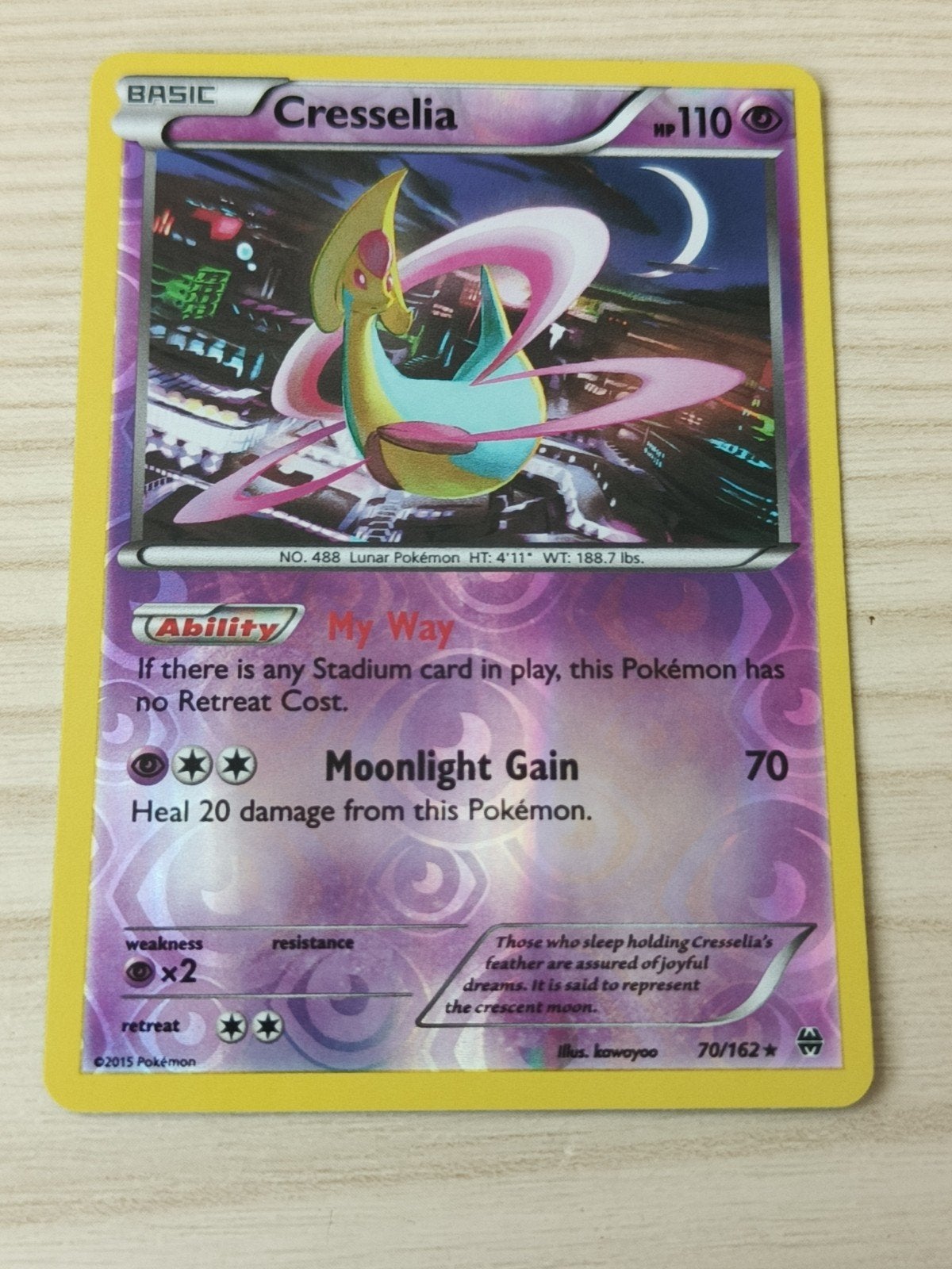 Cresselia reverse holo 70/162 breakthrough, Ophalen of Verzenden, Zo goed als nieuw, Losse kaart, Foil