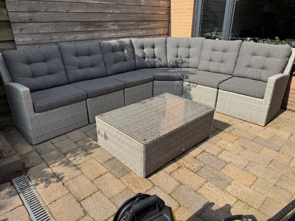 Belagio Loungeset met hoge rug, 7 persoons, Tuin en Terras, Ophalen, Gebruikt, 6 zitplaatsen, Bank