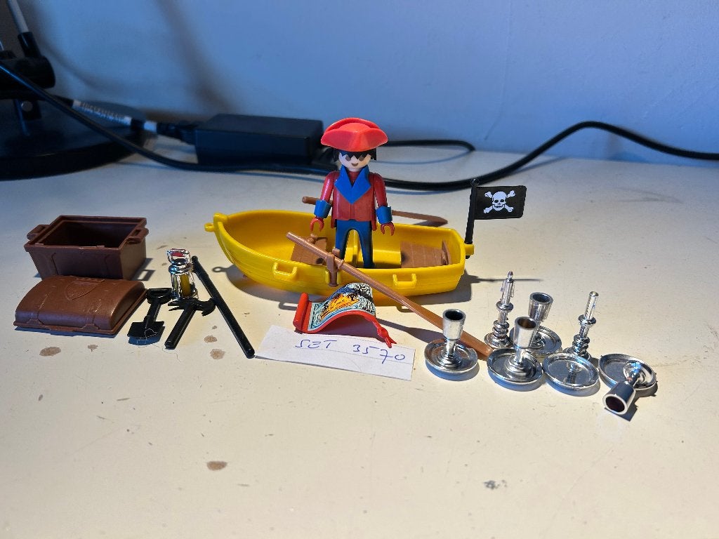 Playmobil Set 3570 Piraat met Roeiboot en Schat, Pirates, Gebruikt, Complete set, Ophalen of Verzenden