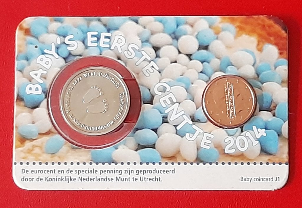 coincard Nederland 2014 Baby's eerste centje voor jongen, Ophalen of Verzenden, Koningin Beatrix, Euro's, Setje
