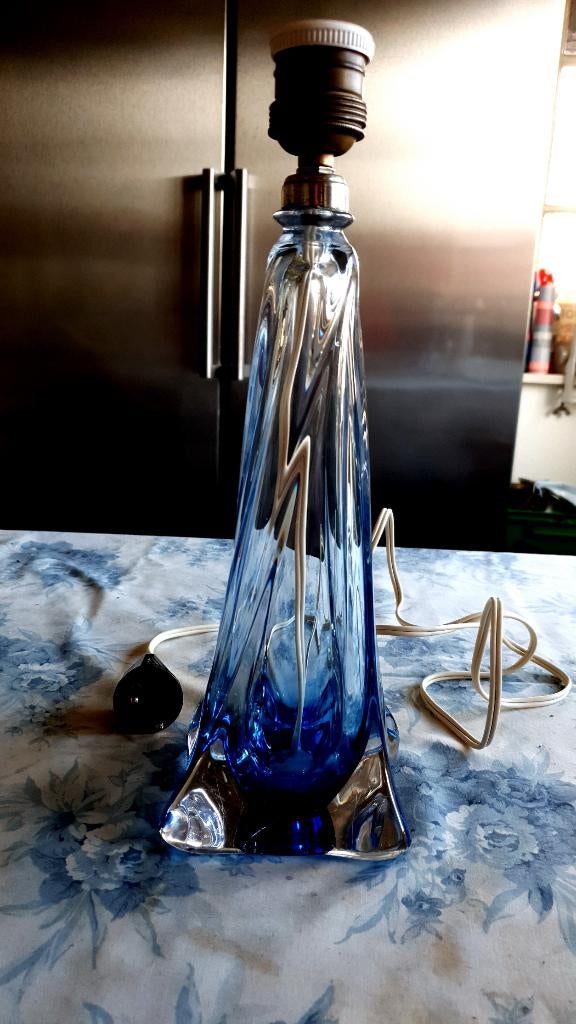 Kristallen lampvoet van de Val St. Lambert in de kleur blauw, Ophalen, Glas, Zo goed als nieuw, Minder dan 50 cm