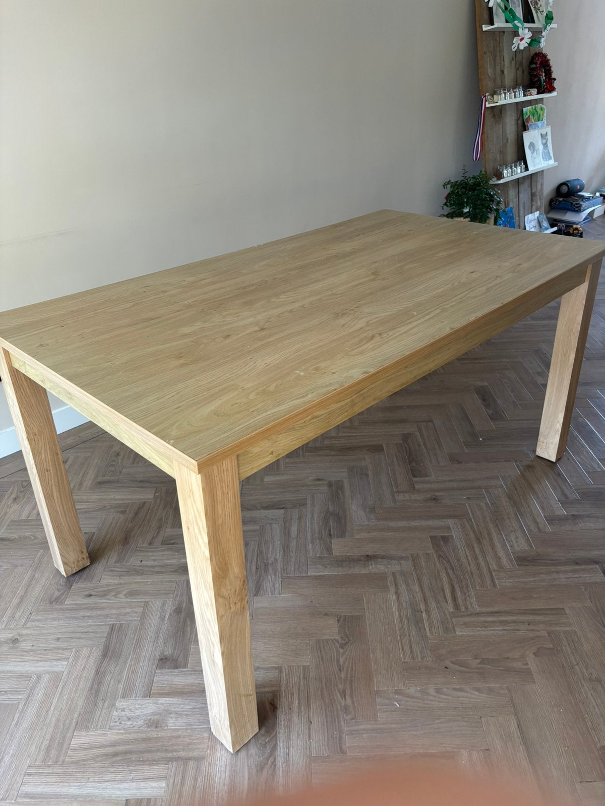 Eettafel, Ophalen, Gebruikt, 50 tot 100 cm, Vierkante houten eettafel