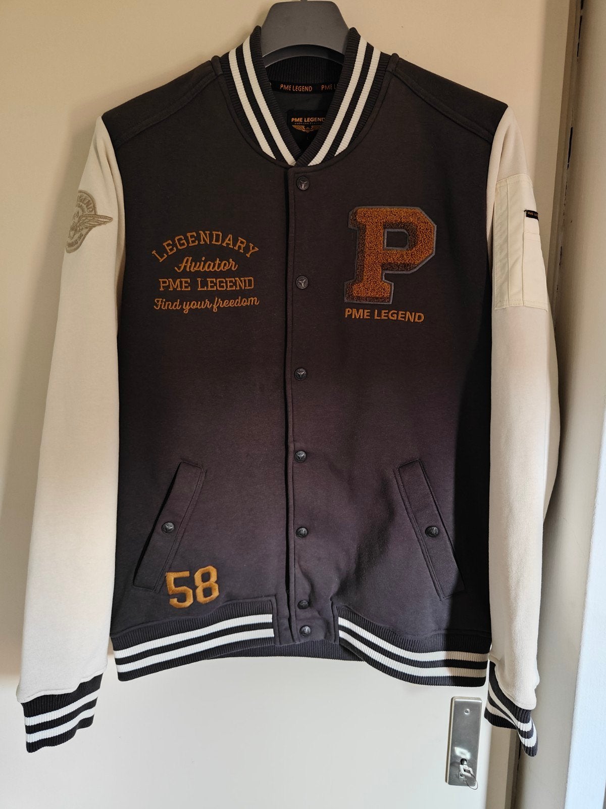 Nette PME Legend Baseball jas mt L, Kleding | Heren, Jassen | Zomer, Maat 52/54 (L), Verzenden, Grijs, Pme Legend