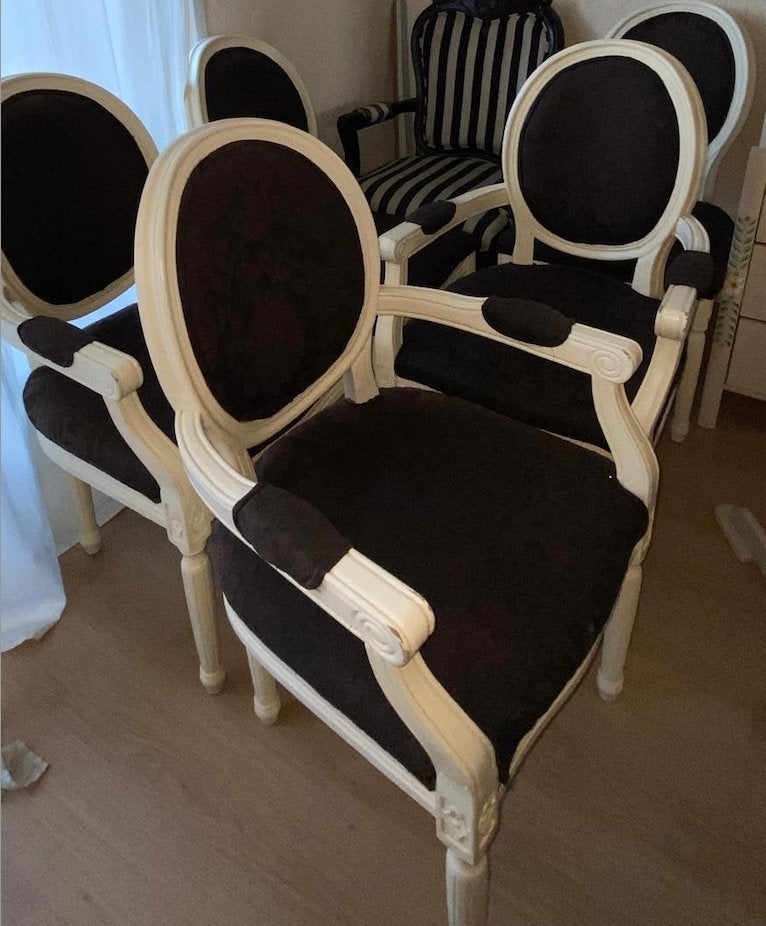 Eetkamerstoel 6 stuks, Huis en Inrichting, Stoelen, Ophalen, Gebruikt, Zwart, Lodewijk XVI Stijl