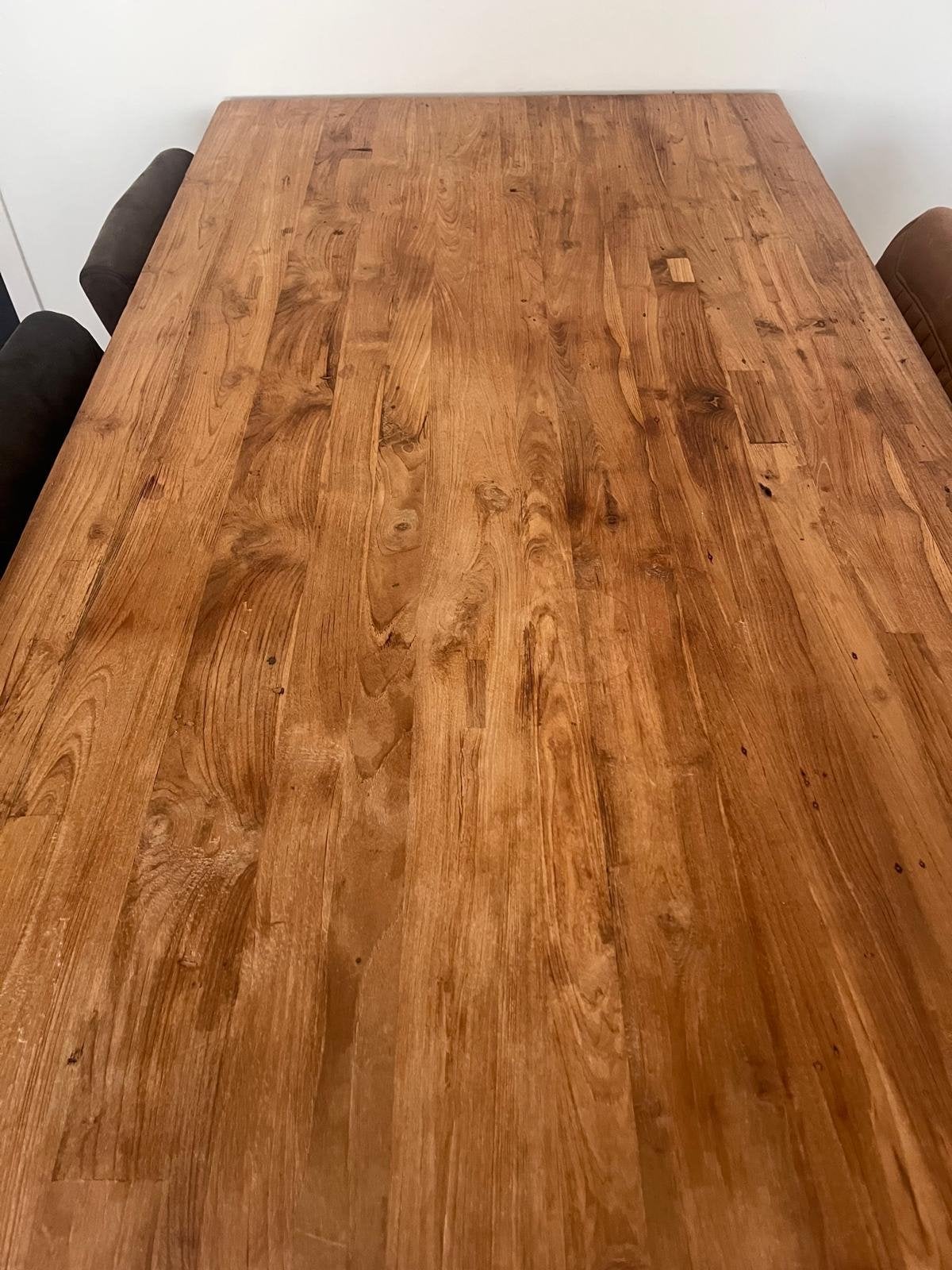 Mangohouten Bartafel 180x90 cm met Metalen Poten, Huis en Inrichting, Tafels | Eettafels, Ophalen, 50 tot 100 cm, Zo goed als nieuw