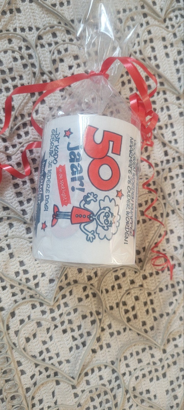 Grappig 50 jaar cadeau: WC-rol Abraham/Sarah, Hobby en Vrije tijd, Ophalen of Verzenden, Nieuw, Feestartikel, Abraham of Sarah