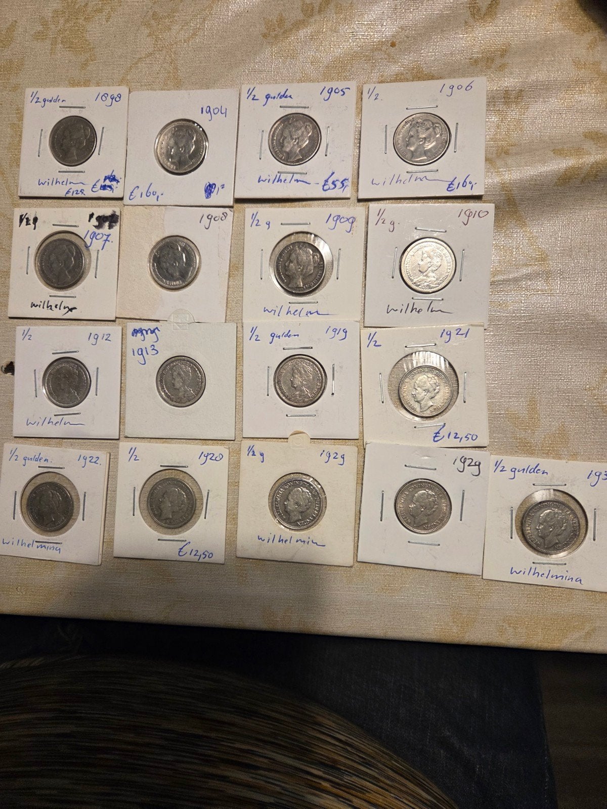 Collectie Wilhelmina halve guldens (1898-1930), Postzegels en Munten, Munten | Nederland, ½ gulden, Setje, Zilver, Ophalen of Verzenden