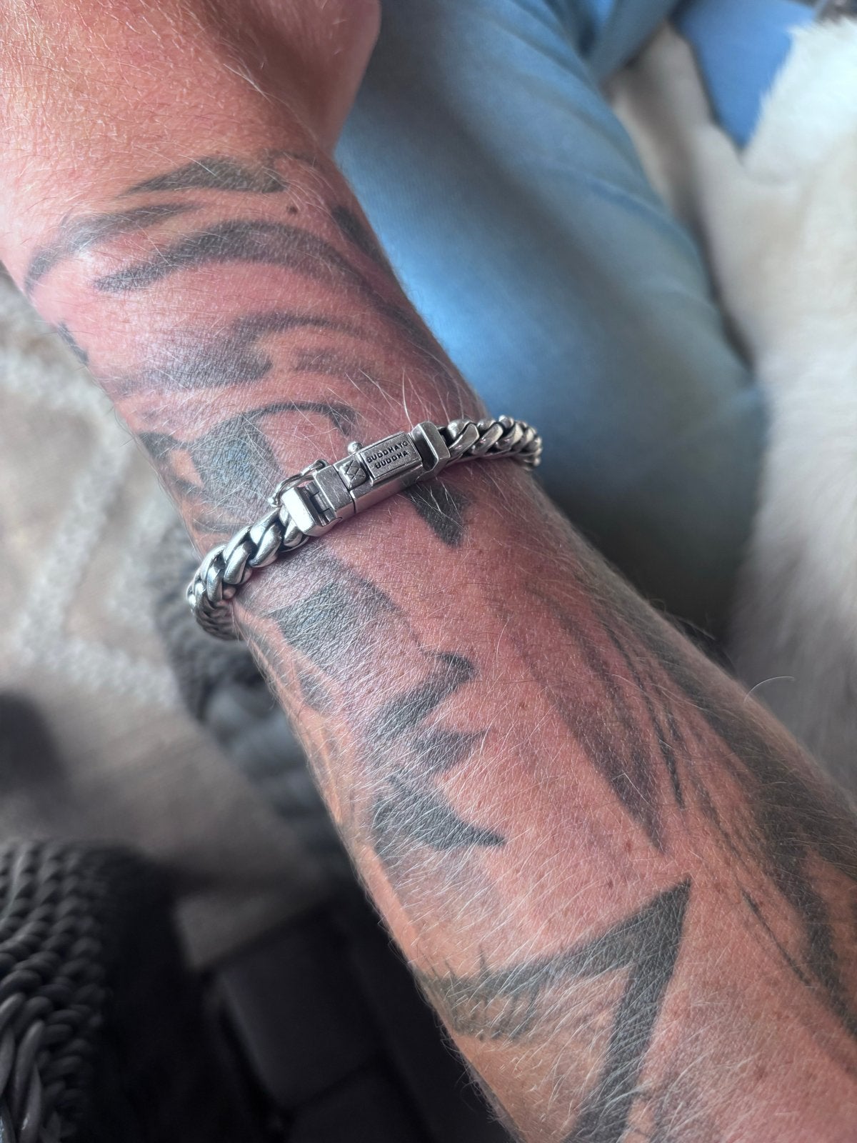 Stalen armband - 22 cm, Ophalen of Verzenden, Gebruikt, Zilver, Staal