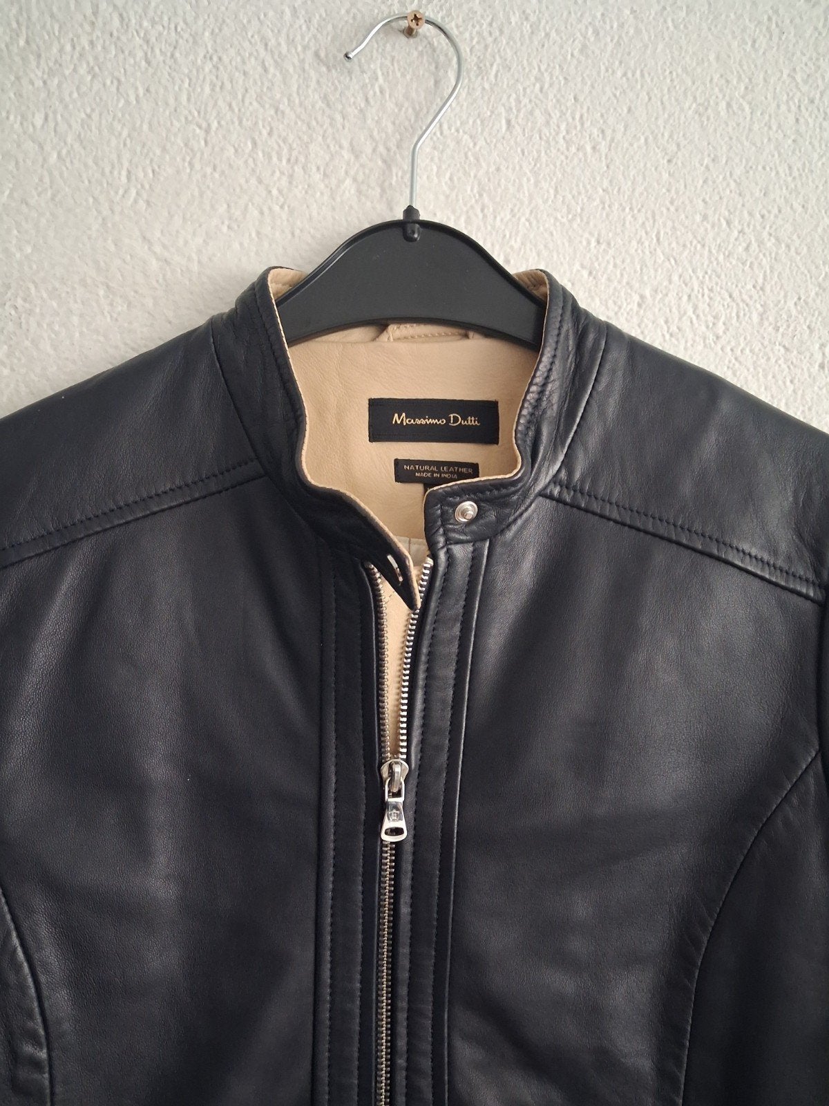 Massimo Dutti Leren Jas Zwart Maat M, Maat 38/40 (M), Massimo Dutti, Zwart, Ophalen of Verzenden