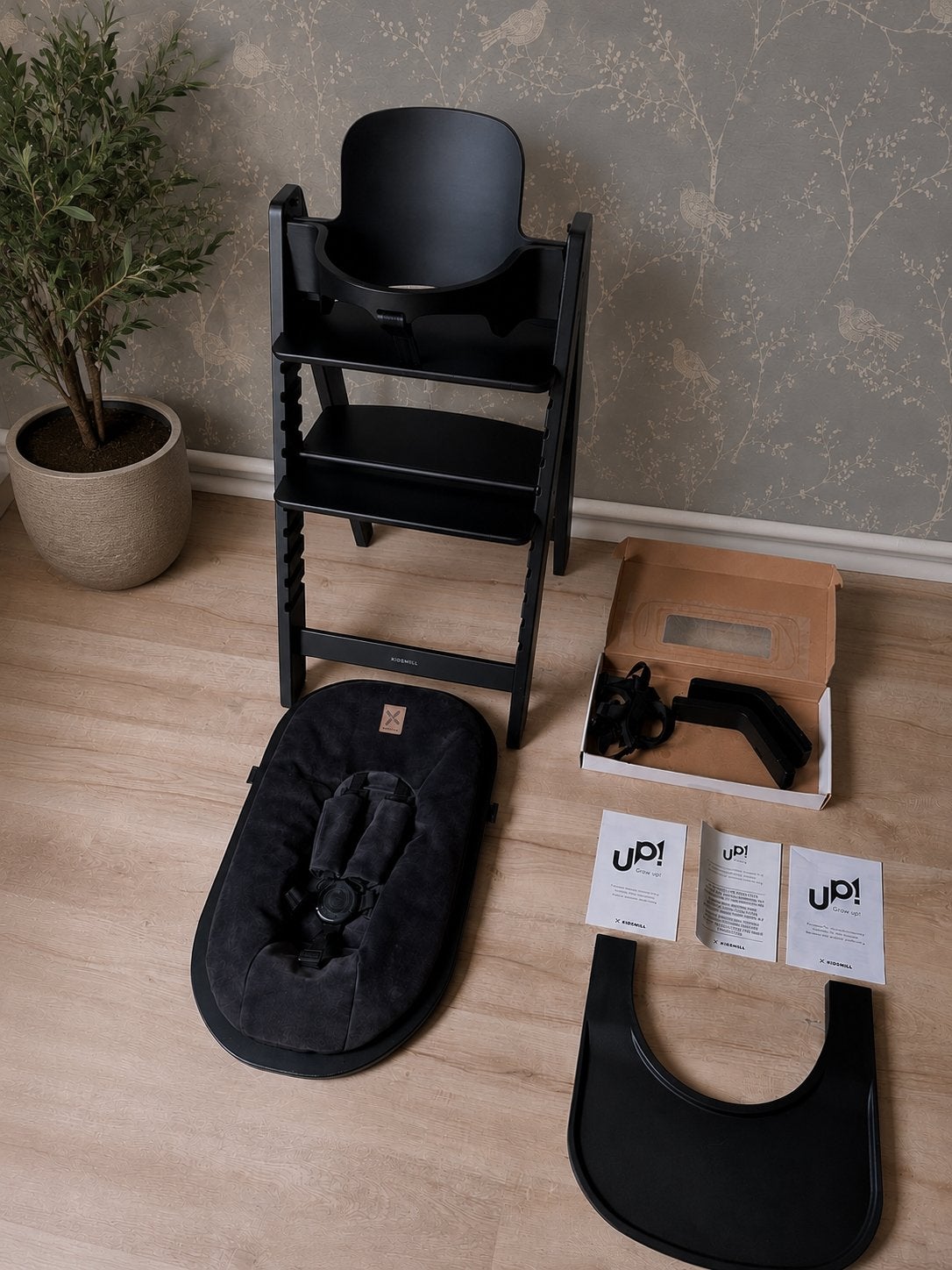 Kidsmill meegroeistoel met baby en newbornset, Ophalen, Gebruikt, Meegroeistoel