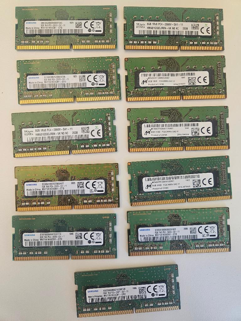 8x 8GB DDR4 3200/2666mhz SODIMM PC4 Samsung/Micron/Hynix, Computers en Software, RAM geheugen, DDR4, 8 GB, Ophalen of Verzenden