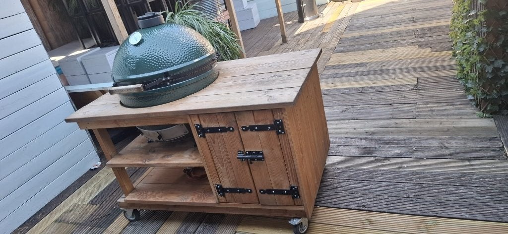 Big Green Egg Large met meubel/onderstel, Ophalen, Zo goed als nieuw, Big Green Egg