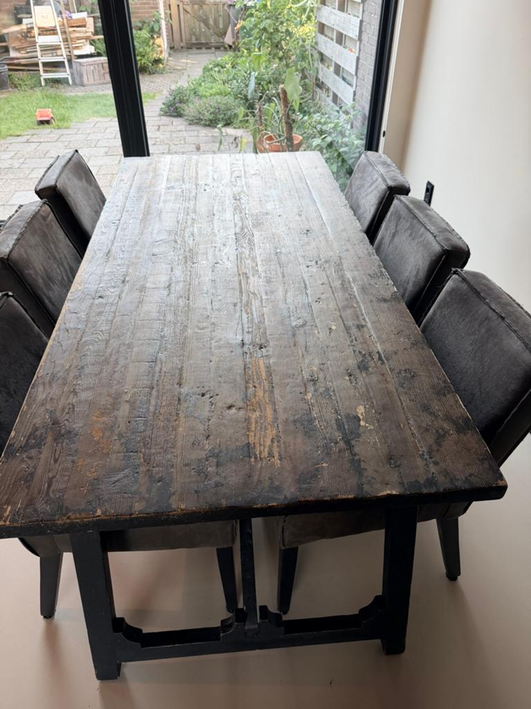 Houten eettafel 190 x 90, Huis en Inrichting, Tafels | Eettafels, Ophalen, Gebruikt, 50 tot 100 cm, Vijf personen of meer