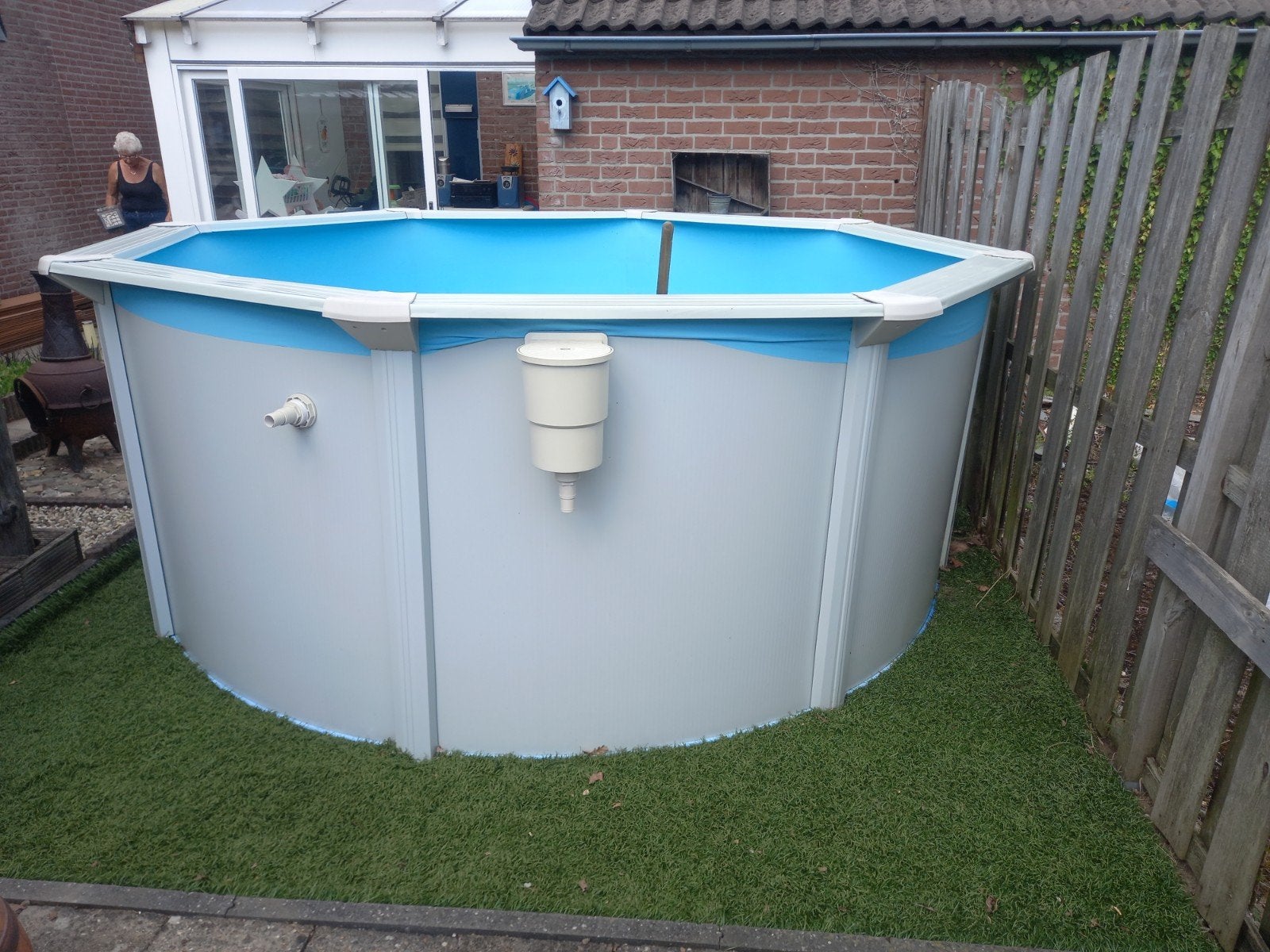 Opbouwzwembad staal met zware zandfilterpomp en trap 305, Ophalen, Minder dan 80 cm, Rond, 300 cm of meer