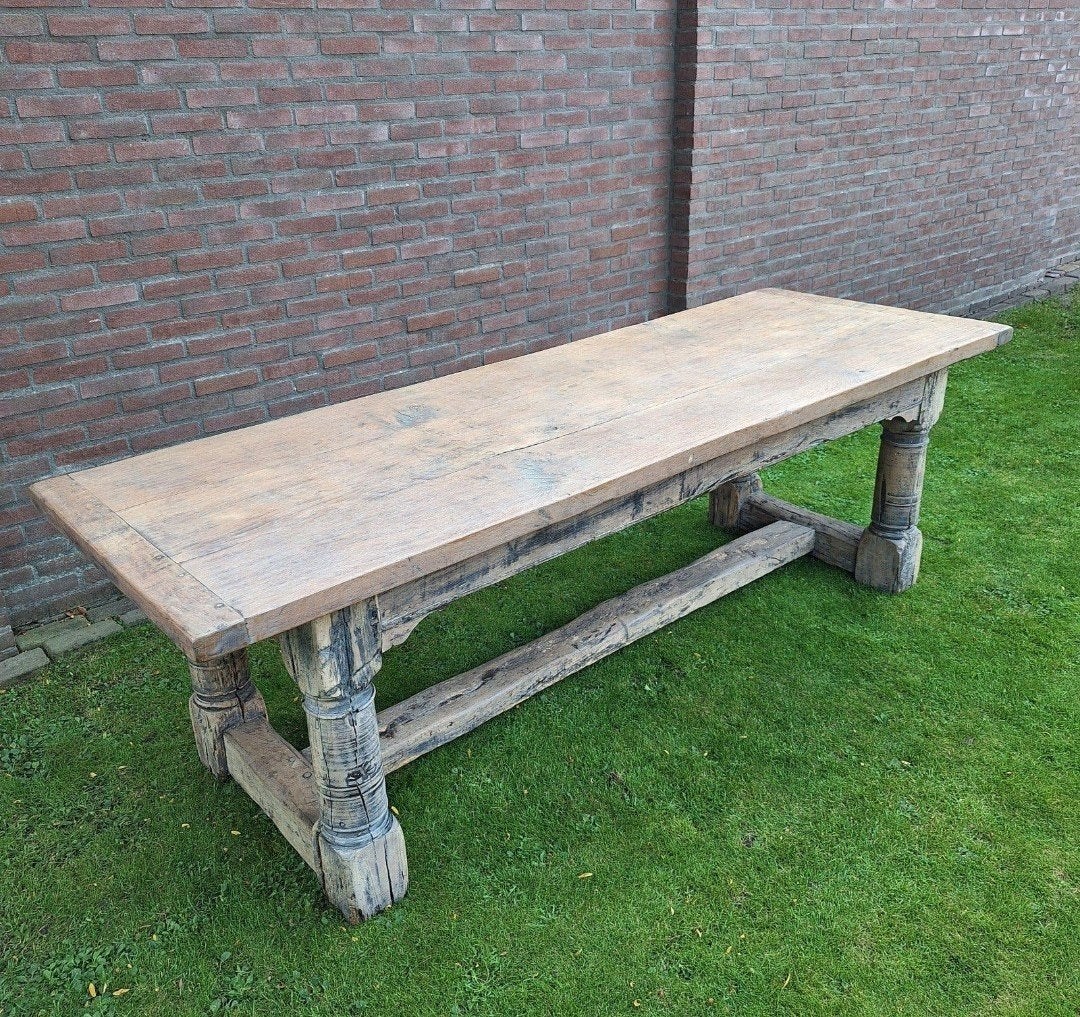Houten Kloostertafel 2.40 meter, Ophalen, Rechthoekig, Hout